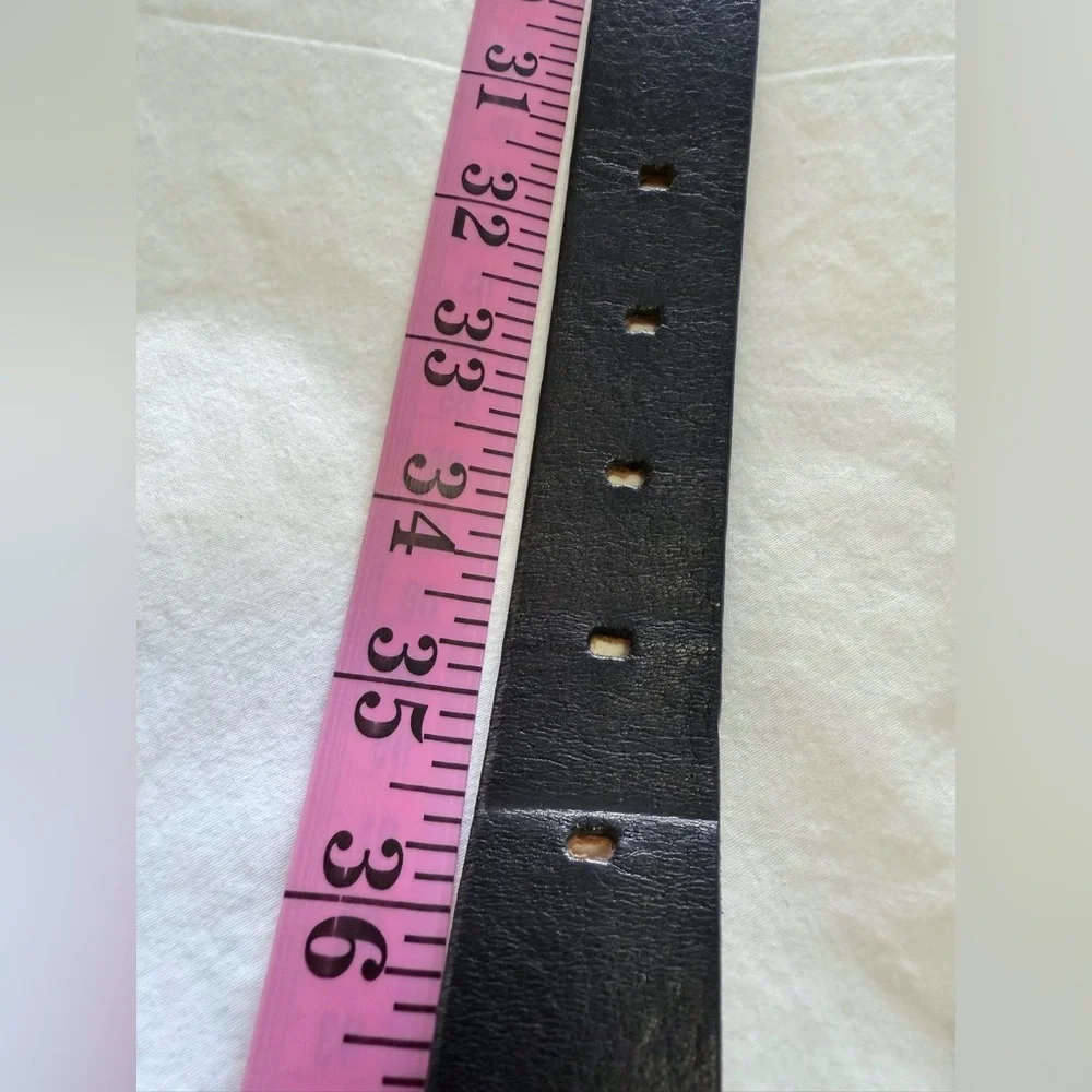 Araldi | Women’s XL (34”) | Black Leather Belt Silver Buckle | Made In Italy